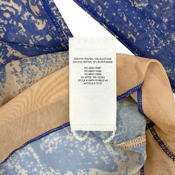 WILFRED Aritzia Sheer Mesh Long Sleeve Graphic Top Sz XXS Nude Blue - Picture 5 of 5
